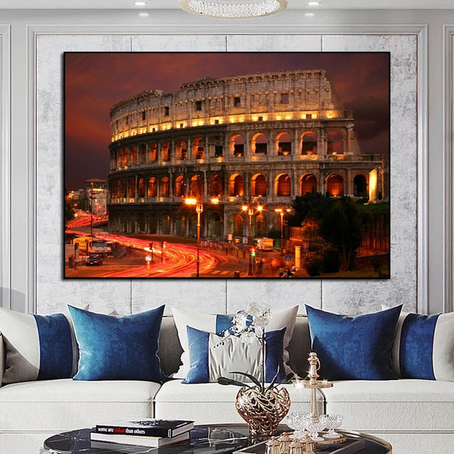 Famous Building Poster Rome Colosseum Canvas Wall Art