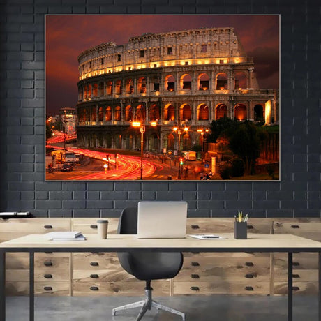 Famous Building Poster Rome Colosseum Canvas Wall Art-ChandeliersDecor