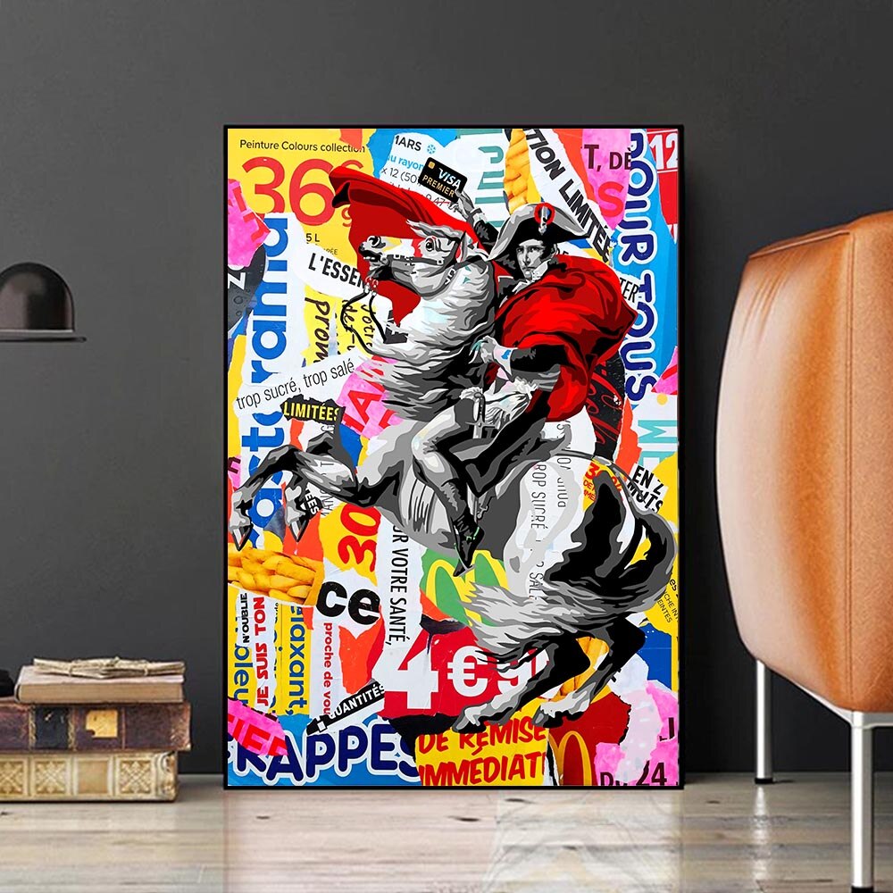Famous Painting Napoleon Portrait Horse Oil Painting Canvas Prints Pop Wall Art Posters and Prints Picture for Living Room Home-ChandeliersDecor