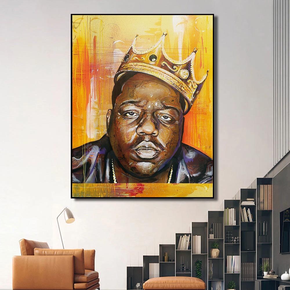 Famous Rapper Singer: Biggie Smalls Poster Canvas Art-ChandeliersDecor