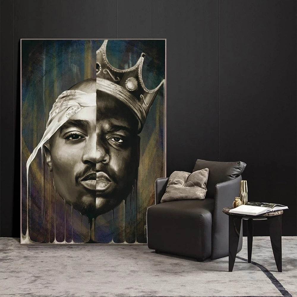 Famous Rapper Singer Portrait of Tupac Canvas Wall Art-ChandeliersDecor