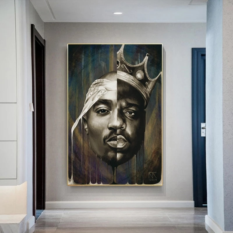 Famous Rapper Singer Portrait of Tupac Canvas Wall Art-ChandeliersDecor