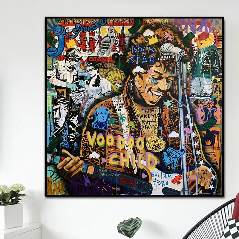 Famous Rock Star Voodoo Child Canvas Wall Art-ChandeliersDecor