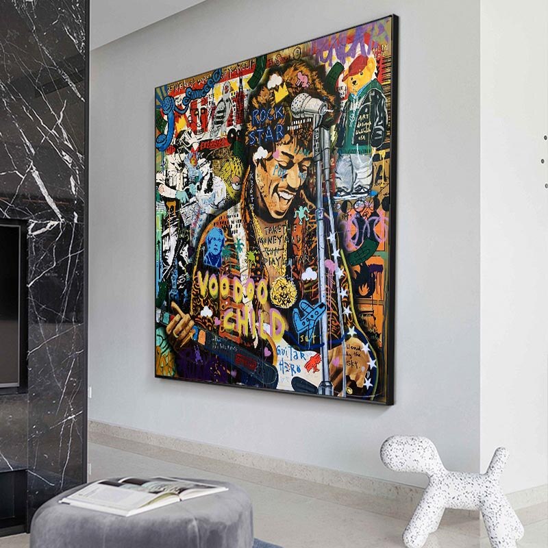 Famous Rock Star Voodoo Child Canvas Wall Art-ChandeliersDecor