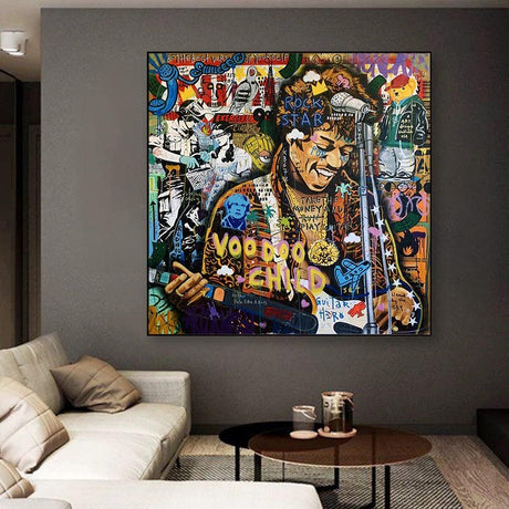 Famous Rock Star Voodoo Child Canvas Wall Art-ChandeliersDecor