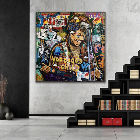 Famous Rock Star Voodoo Child Canvas Wall Art-ChandeliersDecor