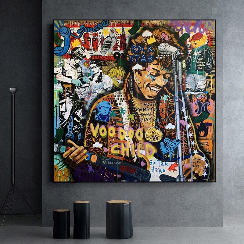 Famous Rock Star Voodoo Child Canvas Wall Art-ChandeliersDecor