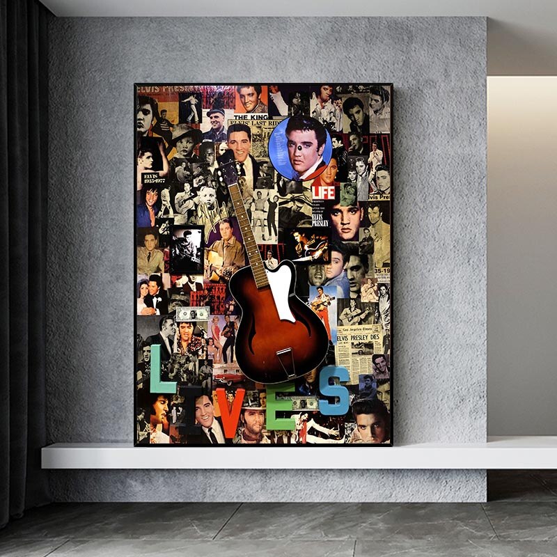 Famous Singer Elvis Canvas Wall Art-ChandeliersDecor