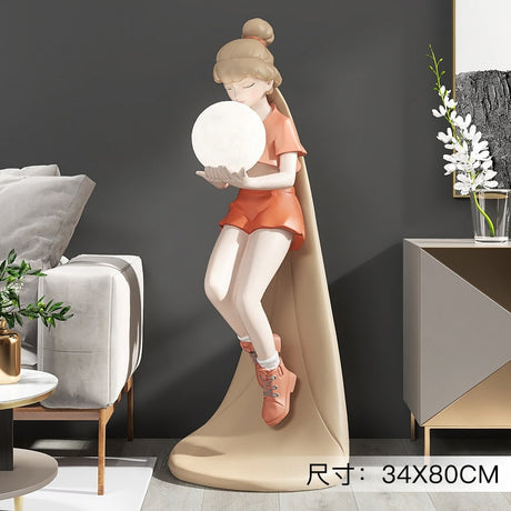 Fashion Girl Figure Statue Sculpture Ornament-ChandeliersDecor