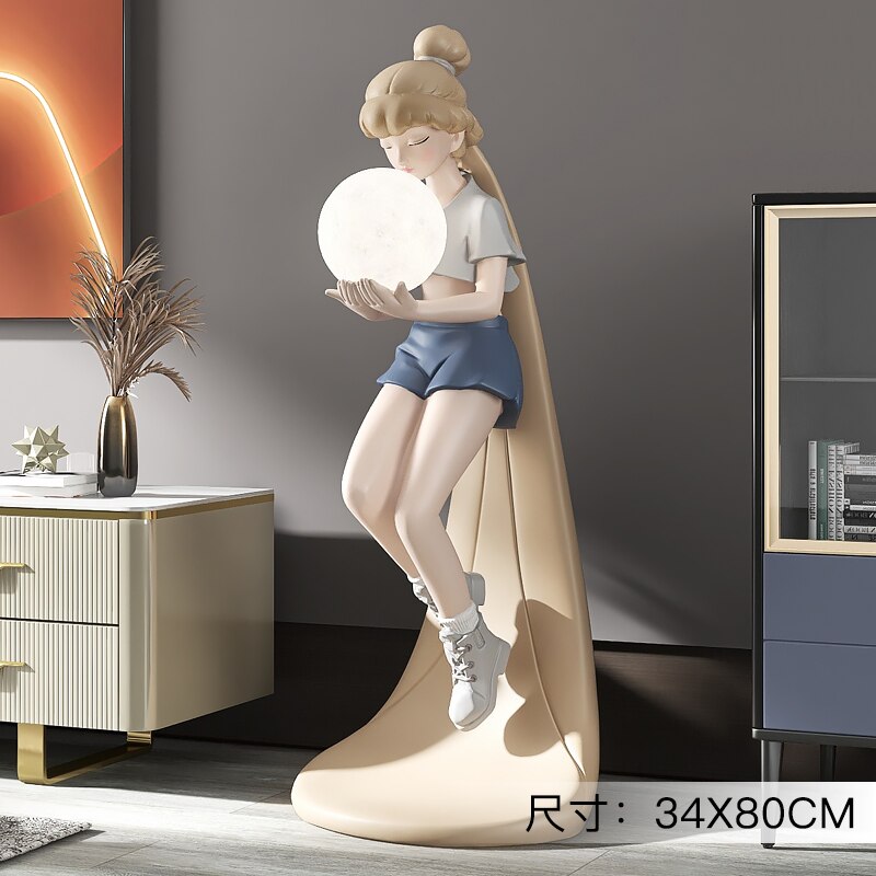 Fashion Girl Figure Statue Sculpture Ornament-ChandeliersDecor