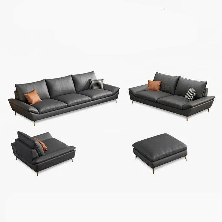 Faux Leather Designer Plaza Sofa Set-ChandeliersDecor