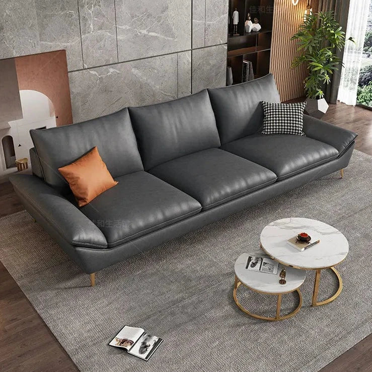 Faux Leather Designer Plaza Sofa Set-ChandeliersDecor