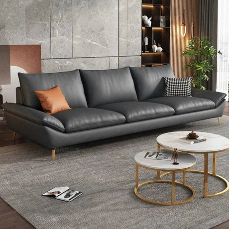 Faux Leather Designer Plaza Sofa Set-ChandeliersDecor