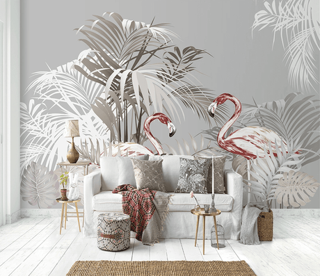 Flamingo Theme Wallpaper Murals-ChandeliersDecor.com