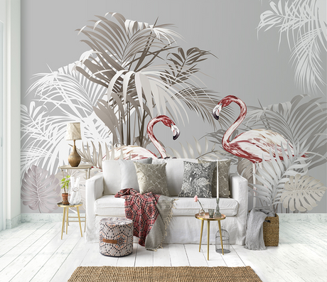 Flamingo Theme Wallpaper Murals-ChandeliersDecor