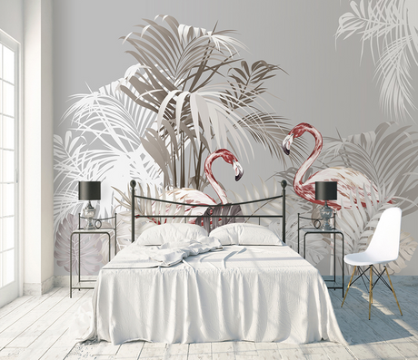 Flamingo Theme Wallpaper Murals-ChandeliersDecor