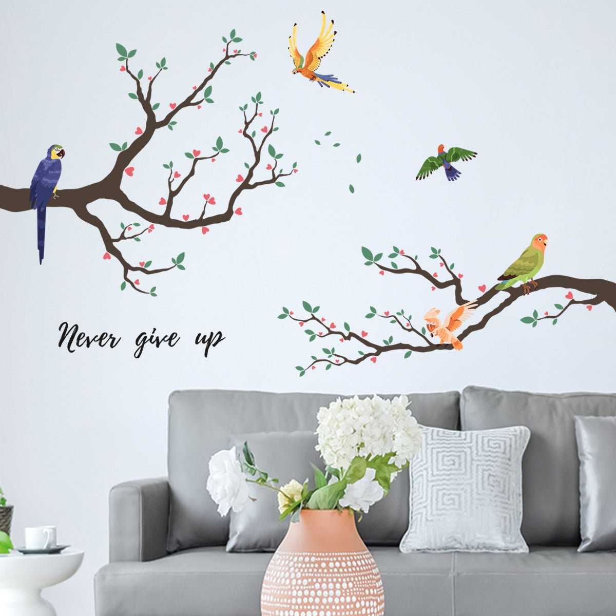 Flowers Birds Tree Wall Stickers | Home Room Decoration Bedroom Living Room Bathroom Wall Furniture Door House Interior Decor