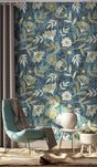 Floral Blue Paradise Wallpaper Mural-ChandeliersDecor.com