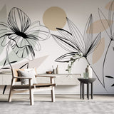 Floral Lines Wallpaper Mural - Enhance your Space-ChandeliersDecor.com