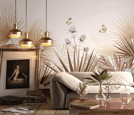 Floral Plants Elegant Theme – Tropical Wallpaper Murals-ChandeliersDecor.com