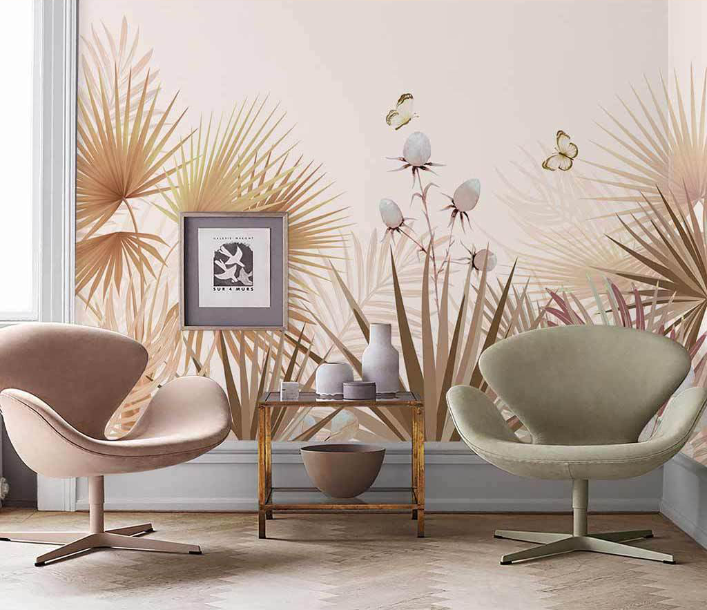 Floral Plants Elegant Theme – Tropical Wallpaper Murals-ChandeliersDecor