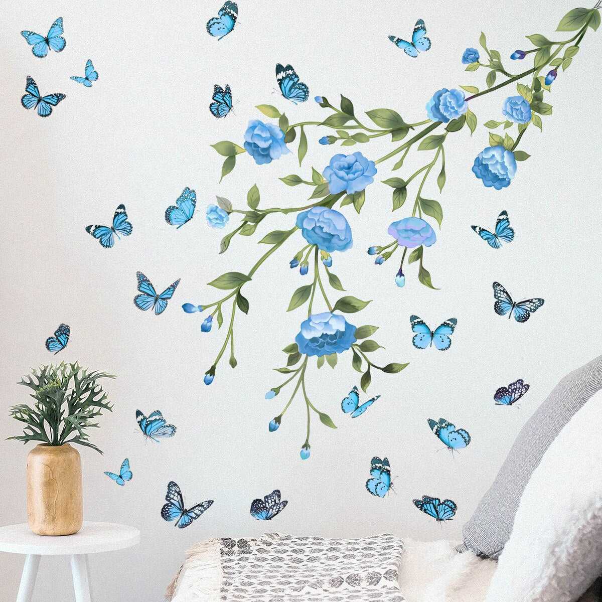 Flowers Butterflies Wall Stickers | Living Room Bathroom Wall Furniture Door House Interior Decor
