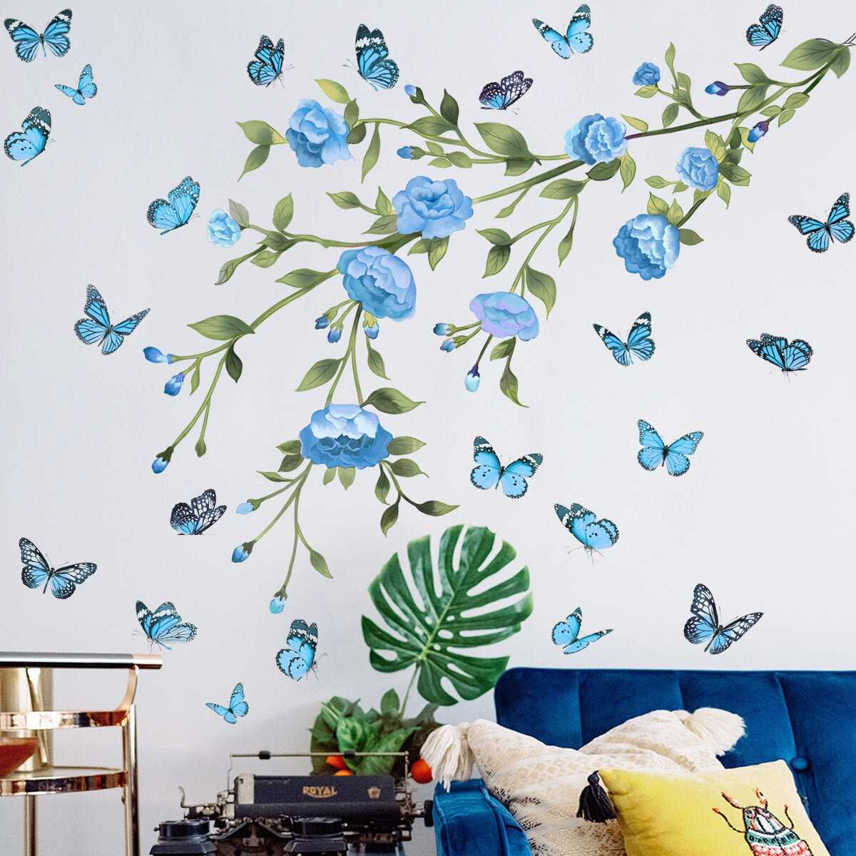 Flowers Butterflies Wall Stickers | Living Room Bathroom Wall Furniture Door House Interior Decor