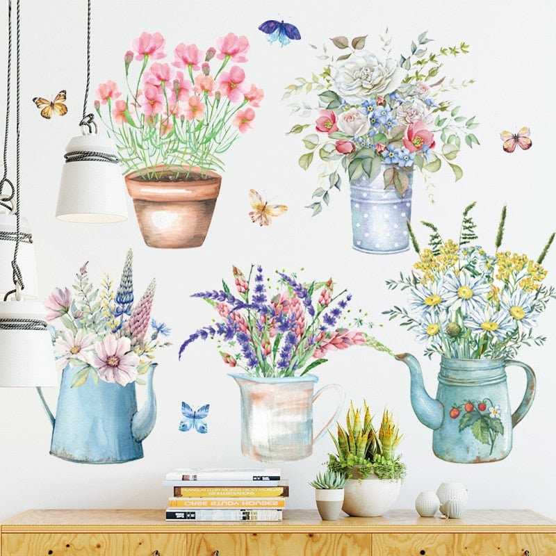Creative Flower Pot Wall stickers For Living Room | Bedroom Baseboard Removable Wall Decals Art Home Decor Plant Sticker