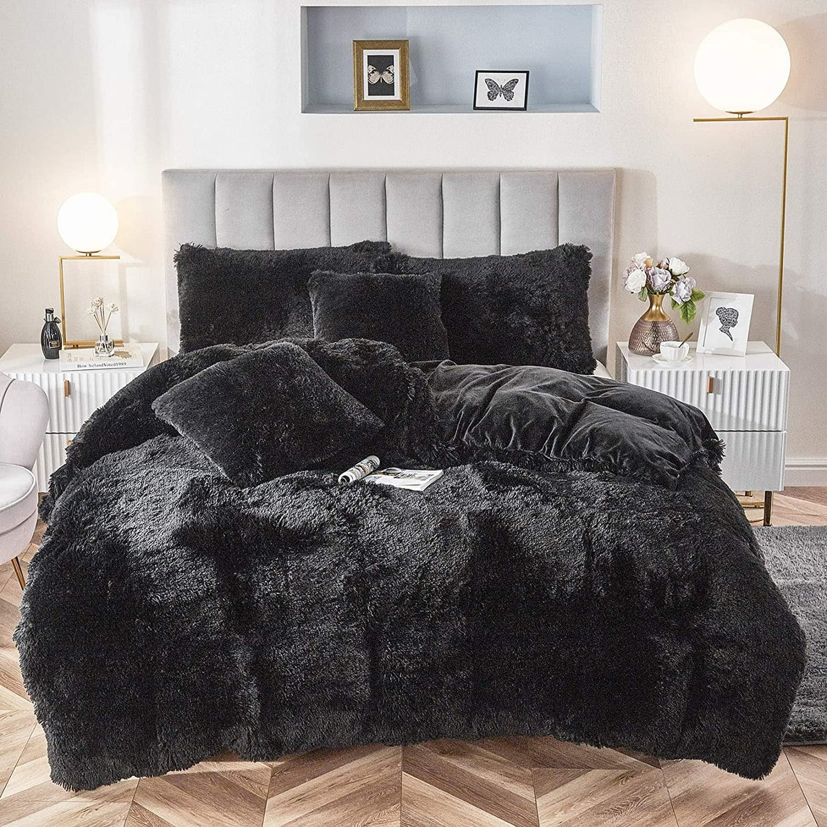 Fluffy Comforter Cover Bed Set-ChandeliersDecor