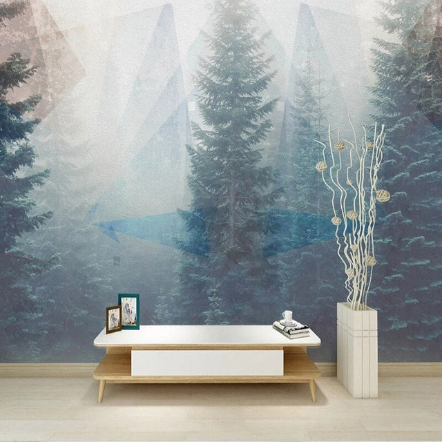 Foggy Forest Natural Scenery Wallpaper for Home Wall Decor-ChandeliersDecor