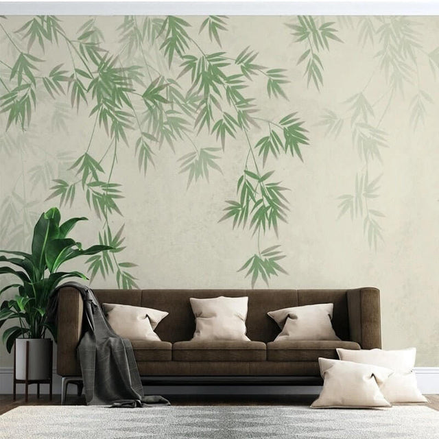 Foggy Green Leaf Wallpaper for Home Wall Decor-ChandeliersDecor.com