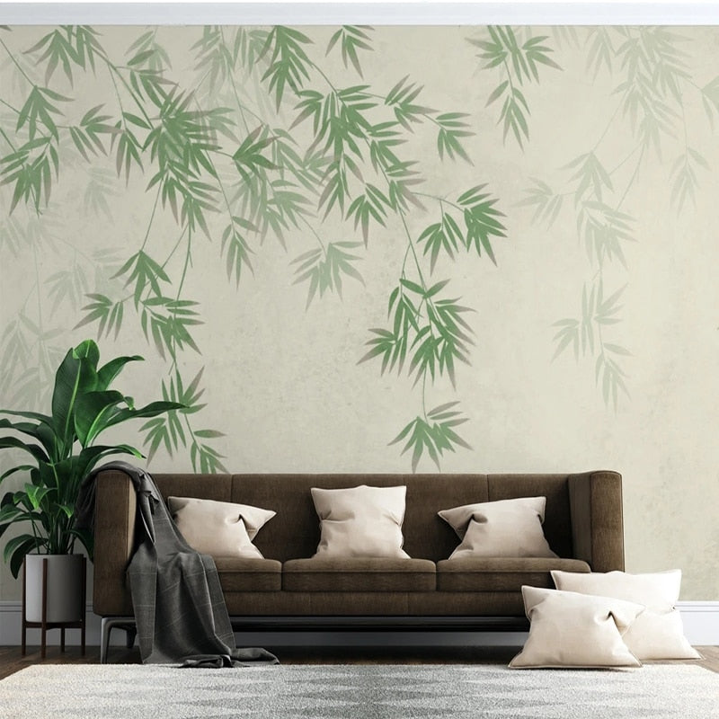Foggy Green Leaf Wallpaper for Home Wall Decor-ChandeliersDecor