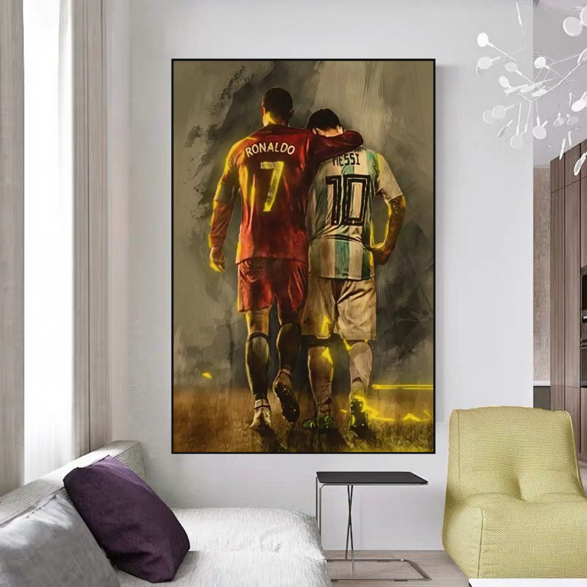 Football Stars Ronaldo and Messi Canvas Wall Art