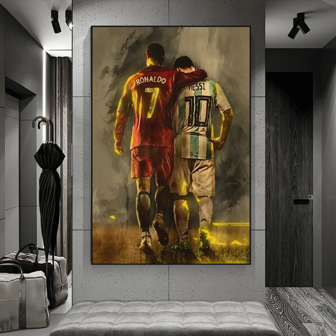 Football Stars Ronaldo and Messi Canvas Wall Art-ChandeliersDecor