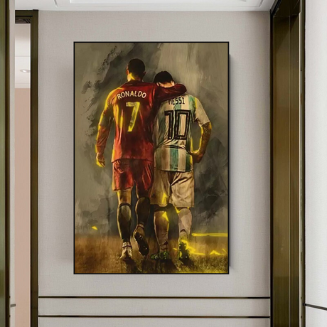 Football Stars Ronaldo and Messi Canvas Wall Art-ChandeliersDecor