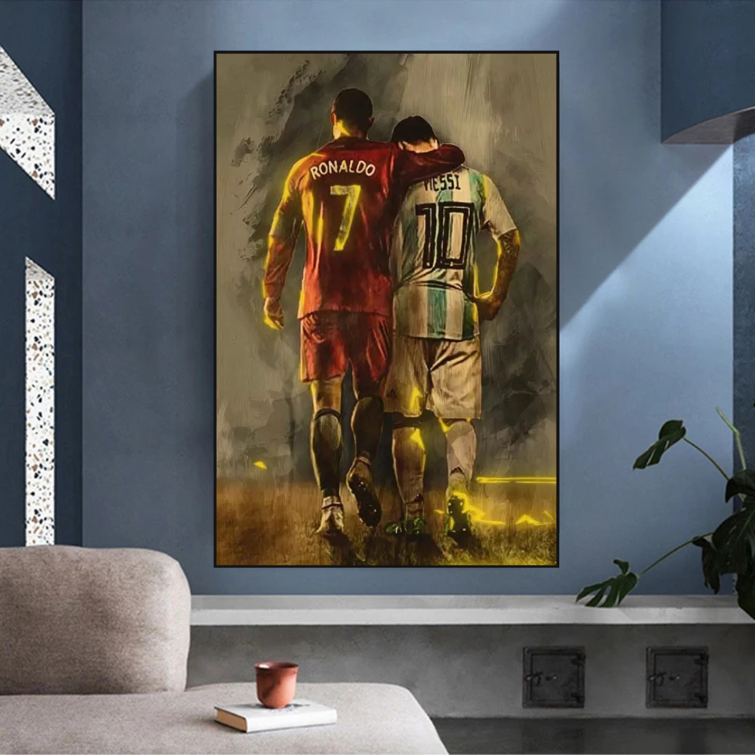 Football Stars Ronaldo and Messi Canvas Wall Art-ChandeliersDecor