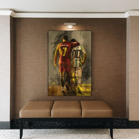 Football Stars Ronaldo and Messi Canvas Wall Art-ChandeliersDecor