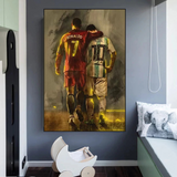 Football Stars Ronaldo and Messi Canvas Wall Art-ChandeliersDecor