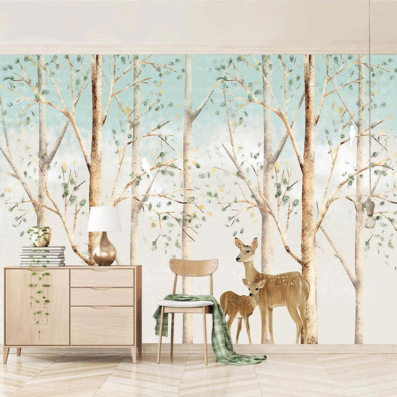 Forest Friends: Kids Room Deers in Forest Wallpaper-ChandeliersDecor
