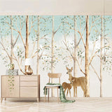 Forest Friends: Kids Room Deers in Forest Wallpaper-ChandeliersDecor