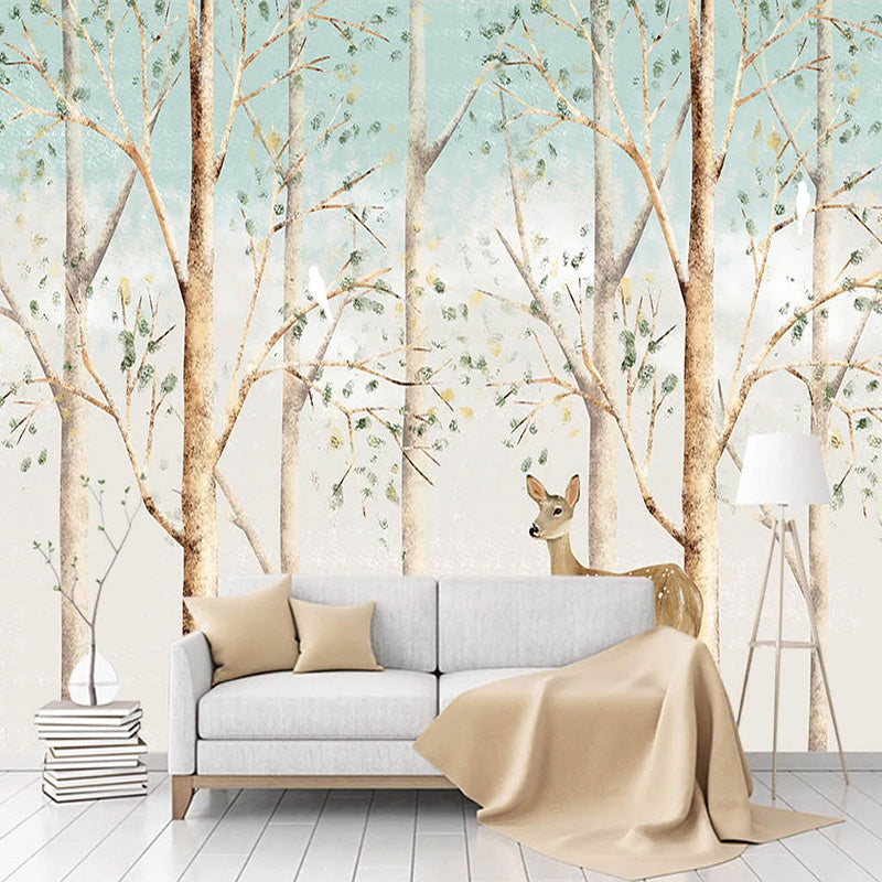 Forest Friends: Kids Room Deers in Forest Wallpaper-ChandeliersDecor