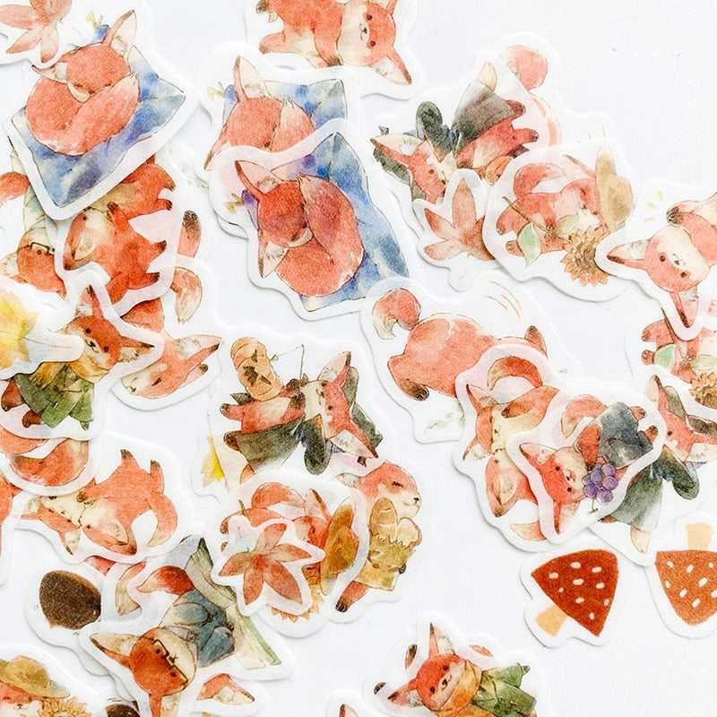 Fox and Maple Leaves Stickers Pack: Adorable Collection-ChandeliersDecor