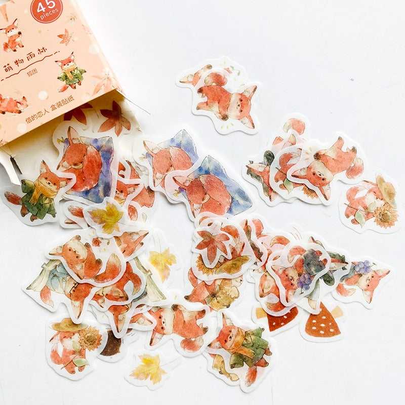 Fox and Maple Leaves Stickers Pack: Adorable Collection-ChandeliersDecor