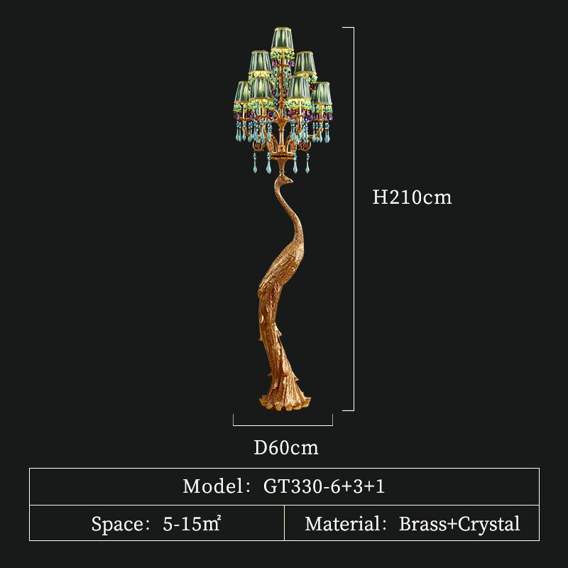 French Rococo Peacock Floor Lamp - Elegant Lighting-ChandeliersDecor