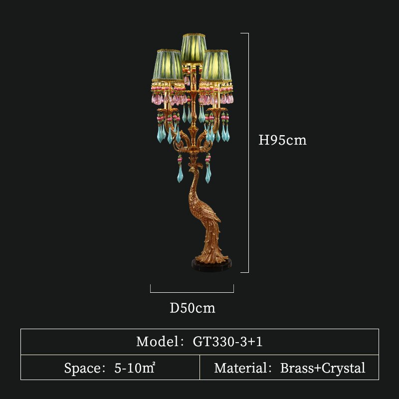 French Rococo Peacock Floor Lamp - Elegant Lighting-ChandeliersDecor