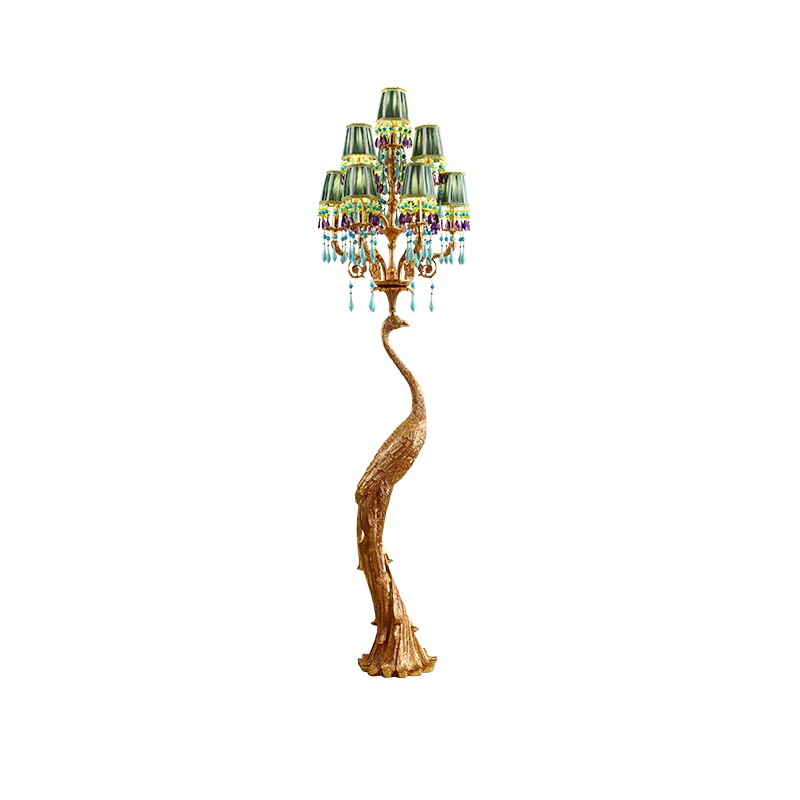 French Rococo Peacock Floor Lamp - Elegant Lighting-ChandeliersDecor