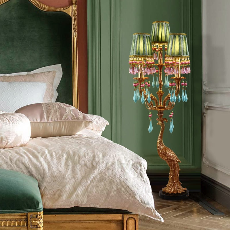 French Rococo Peacock Floor Lamp - Elegant Lighting-ChandeliersDecor