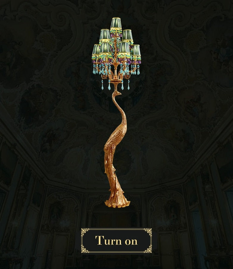 French Rococo Peacock Floor Lamp - Elegant Lighting-ChandeliersDecor