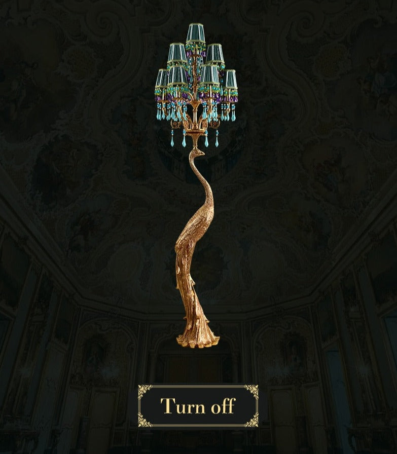 French Rococo Peacock Floor Lamp - Elegant Lighting-ChandeliersDecor