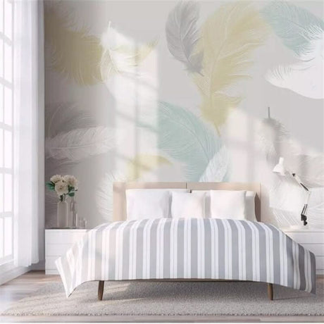 Fresh Colored Feathers Wallpaper for Home Wall Decor-ChandeliersDecor.com